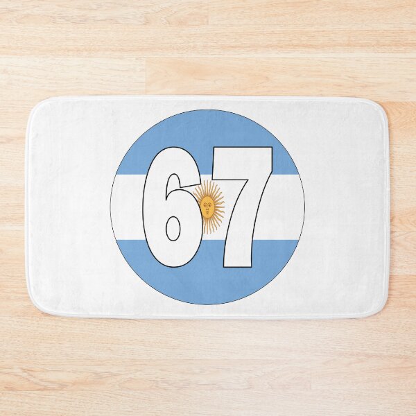 Item preview, Number 67 with Argentina flag on the background designed and sold by AllShirts21.