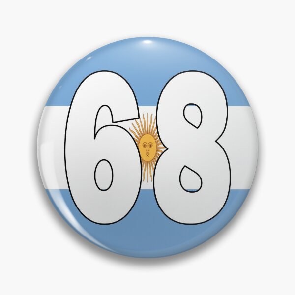 Item preview, Number 68 with Argentina flag on the background designed and sold by AllShirts21.