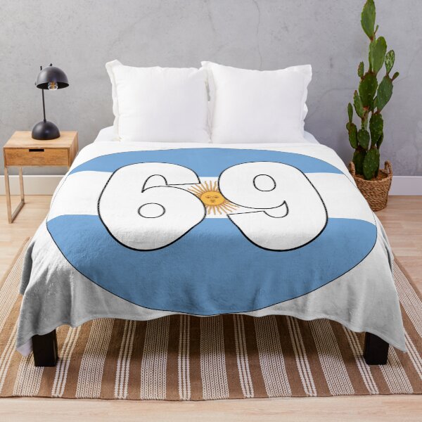 Item preview, Number 69 with Argentina flag on the background designed and sold by AllShirts21.