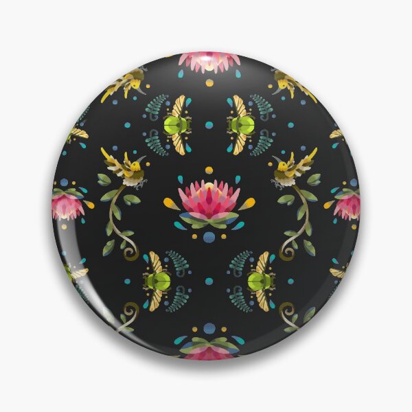 Item preview, Dark and Uniform Protea, Cape Sugarbird and Green Beetle Pattern designed and sold by maak-and-illy.