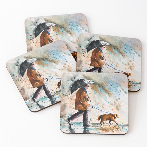 Item preview, OFF TO THE PARK - walking the dog in the rain designed and sold by carriemckenzie.
