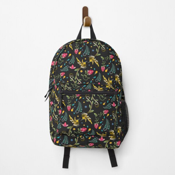 Item preview, Dark and Flowery Sugarbird and Green Beetle Pattern designed and sold by maak-and-illy.