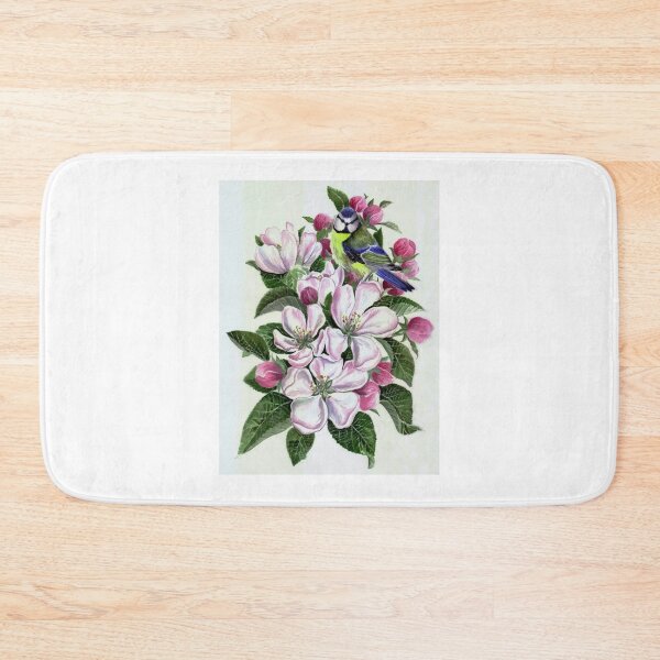Item preview, Apple blossom flower floral spring flowers and garden bird designed and sold by Gabriella  Szabo.