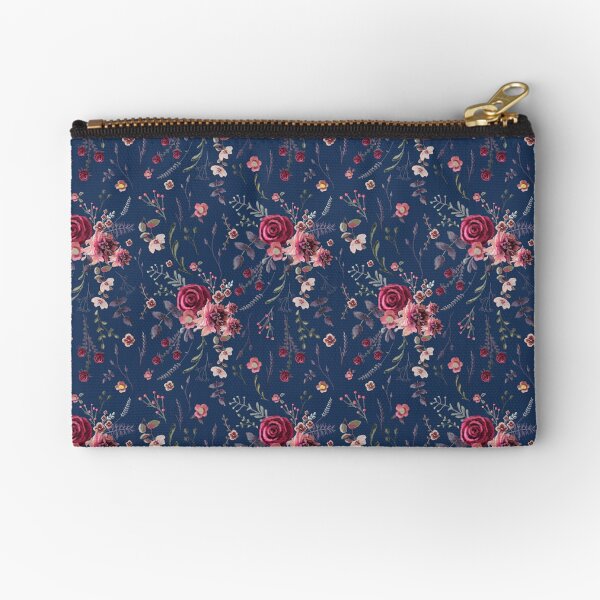 Autumn Florals Navy Tatra Cottage Zipper Pouch