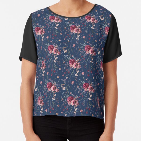 Autumn Florals Navy Tatra Cottage Chiffon Top