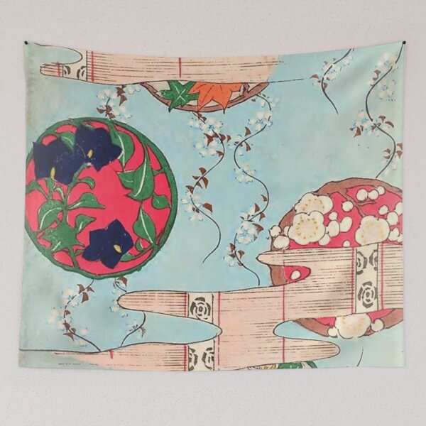 Item preview,  vintage japanese landscape print   antique pattern folk art 1800s painting restored by mysticladyart  designed and sold by mystic lady vintage art and fashion designs.
