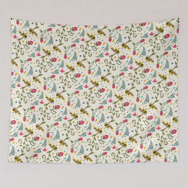 Item preview, Light and Flowery Sugarbird and Green Beetle Pattern designed and sold by maak-and-illy.