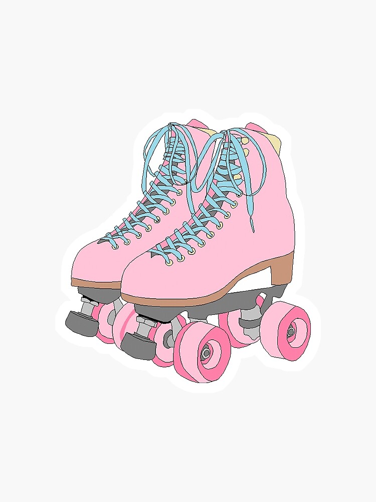 "Pink Roller Skates" Sticker by tastebuds Redbubble