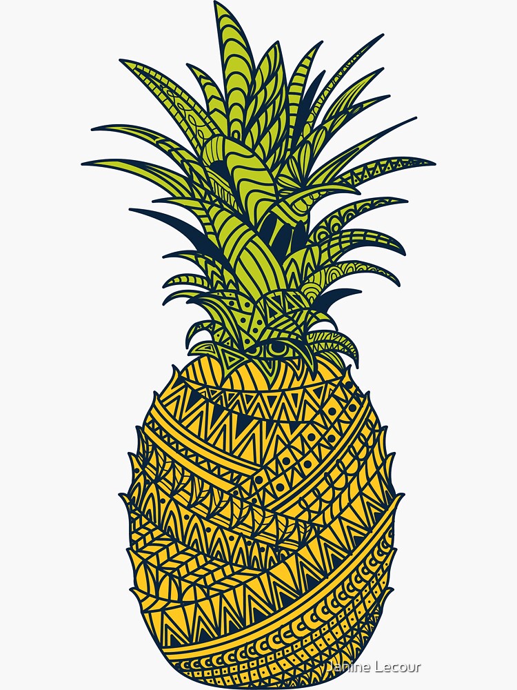 &ldquo;Pineapple Wrap | Color&rdquo; Sticker by janinelecour | Redbubble