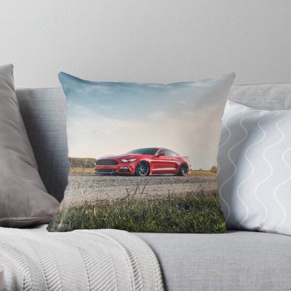 Red Mustang Throw Pillow