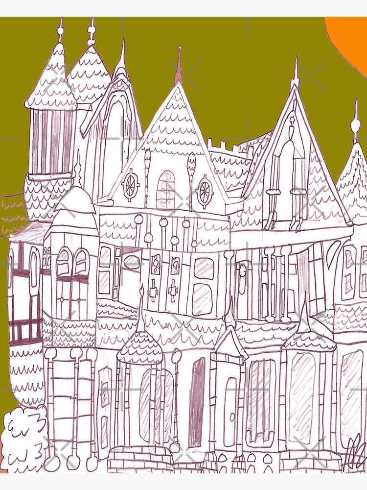 "Drawing of the Winchester Mystery House" Sticker for Sale by StellaLunaFilms Redbubble