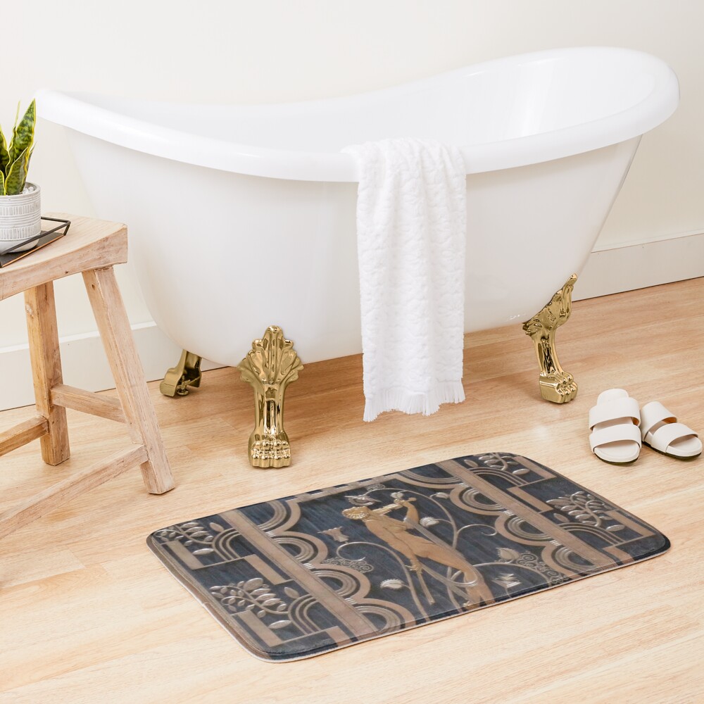 art nouveau, original,bronze and black,vintage,art deco, Bath Mat