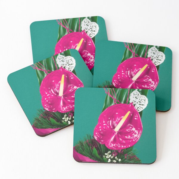 Item preview, pink flower bouquet green background designed and sold by Nikoleta Vukovic.