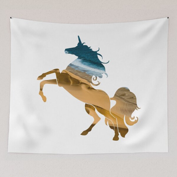 Item preview, Wanderlust Unicorn Silhouette with Desert Landscape, sand, water designed and sold by Kinisis.