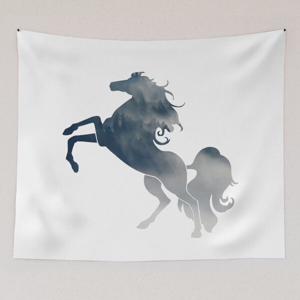 Item preview, Wanderlust horse Silhouette with Forest Landscape, Trees, Mist and fog designed and sold by Kinisis.