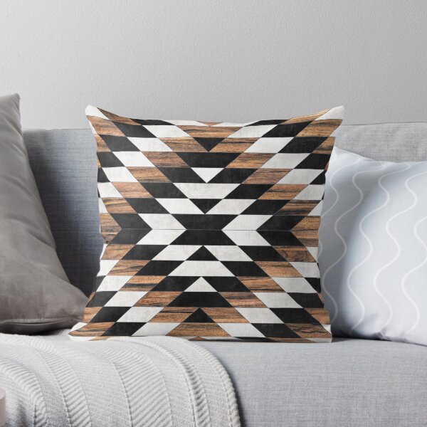 Urban Tribal Pattern No.13 - Aztec - Concrete and Wood Throw Pillow