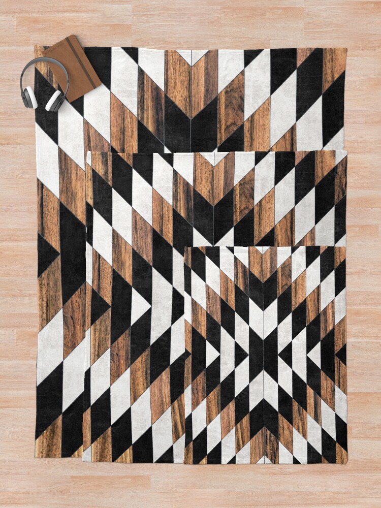 Alternate view of Urban Tribal Pattern No.13 - Aztec - Concrete and Wood Throw Blanket