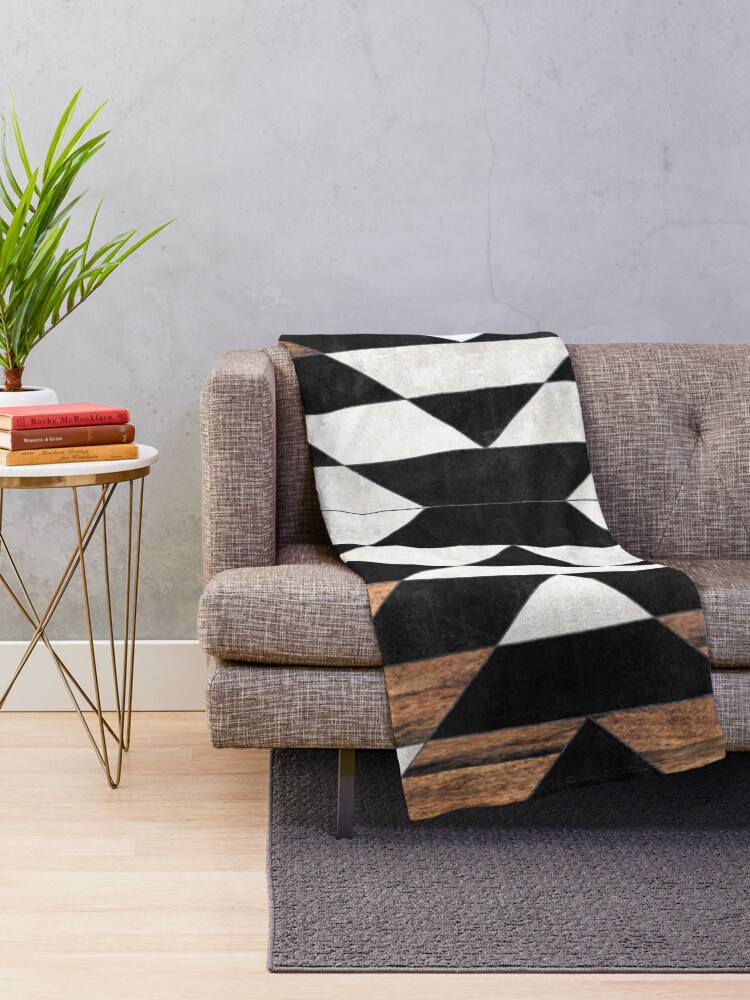Alternate view of Urban Tribal Pattern No.13 - Aztec - Concrete and Wood Throw Blanket