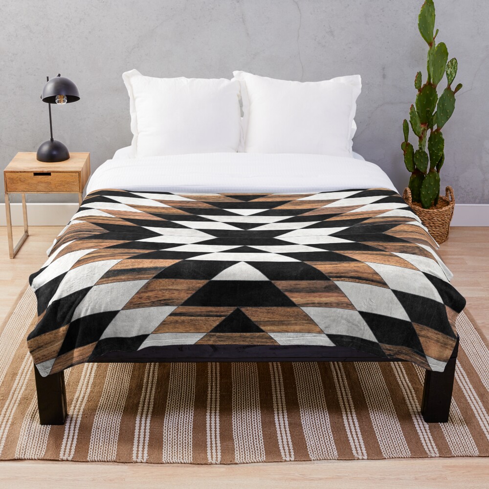 Urban Tribal Pattern No.13 - Aztec - Concrete and Wood Throw Blanket