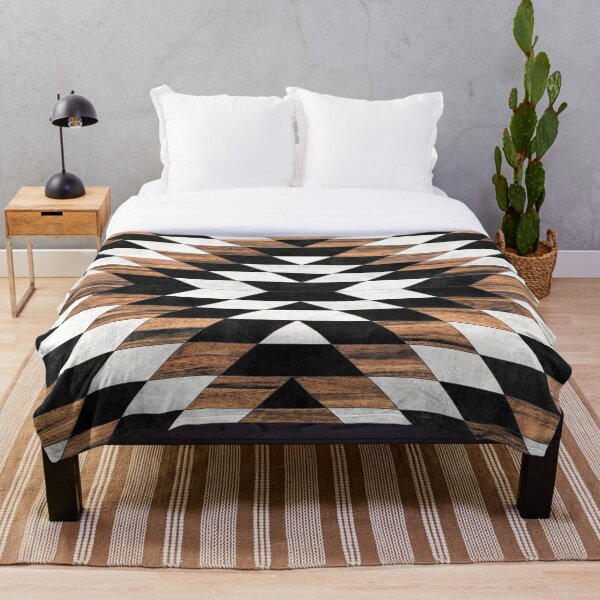 Urban Tribal Pattern No.13 - Aztec - Concrete and Wood Throw Blanket