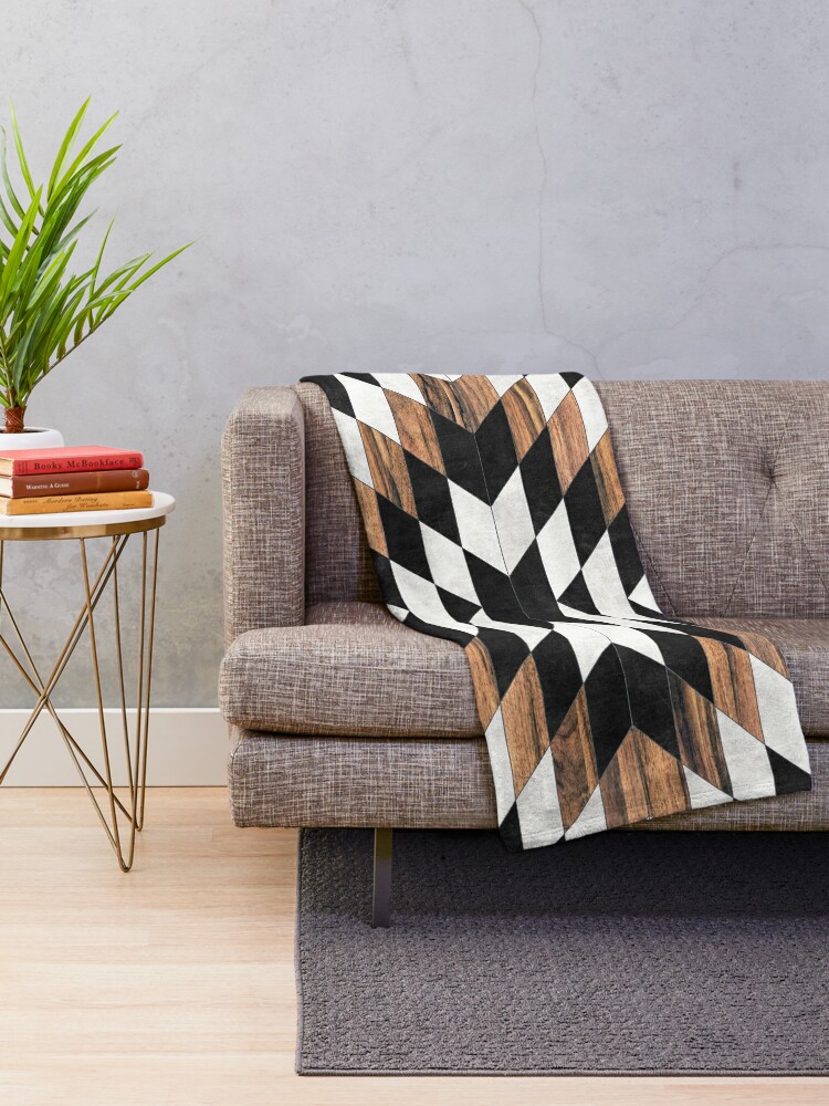 Alternate view of Urban Tribal Pattern No.13 - Aztec - Concrete and Wood Throw Blanket