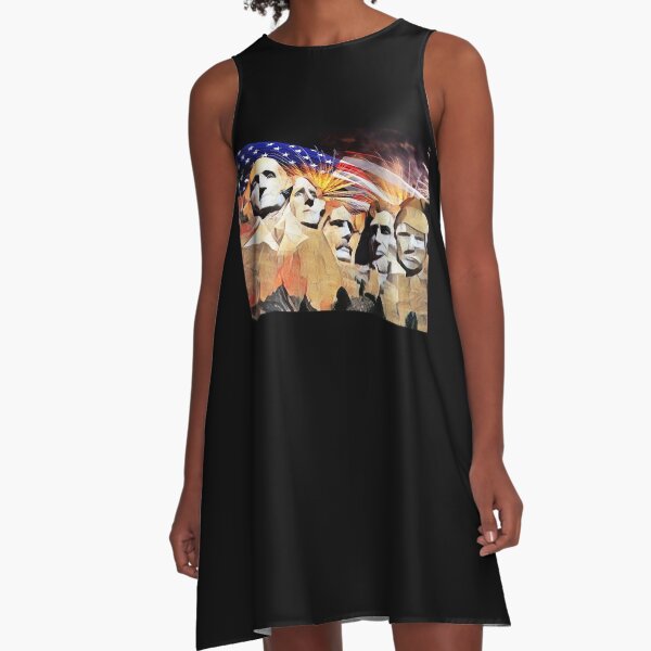 Mt Rushmore 4th of July A-Line Dress