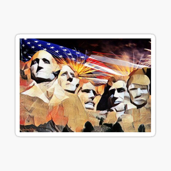Mt Rushmore 4th of July Sticker
