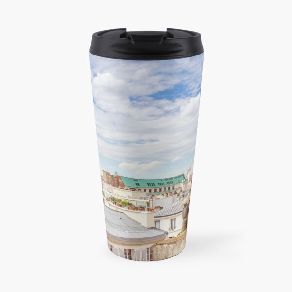 View of Eiffel Tower over Paris rooftops color photography Travel Mug