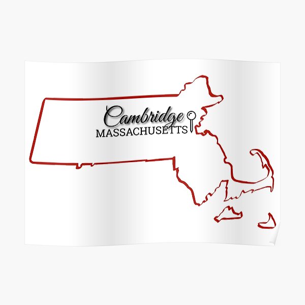 "Cambridge, Massachusetts Map with Location Pin" Poster by Redbubble