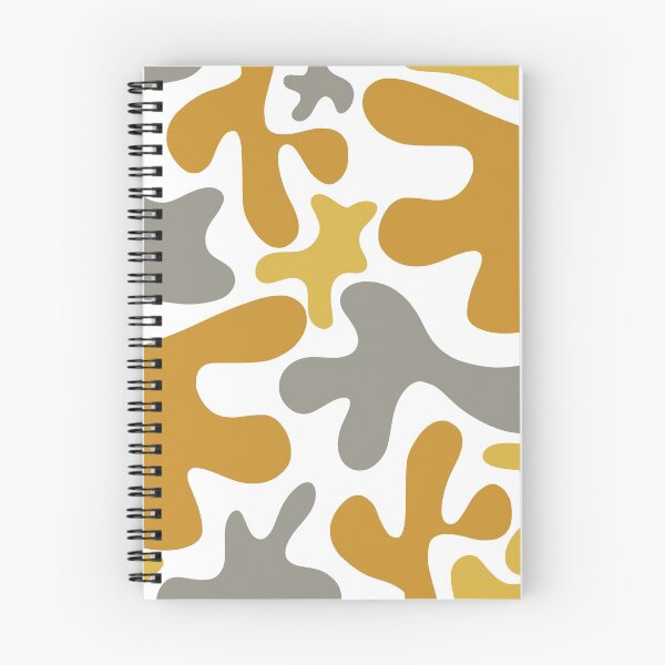 Item preview, Cheerful Blobs Abstract Cutout Pattern in Mustard and Grey on White designed and sold by kierkegaard.
