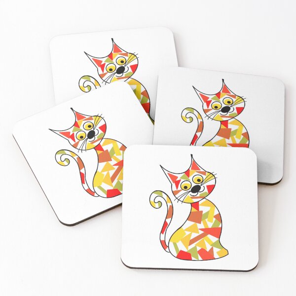 Item preview, Mosaic cat Ochre, red, green designed and sold by OakendOriginals.