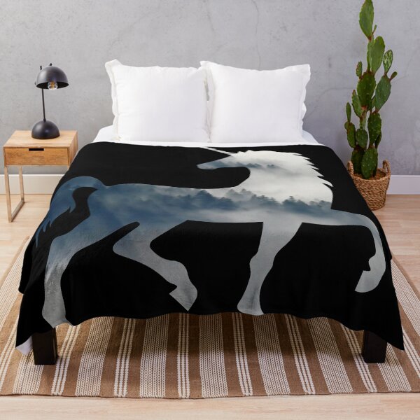 Item preview, Wanderlust unicorn Silhouette with Forest Landscape, Trees, Mist and fog designed and sold by Kinisis.