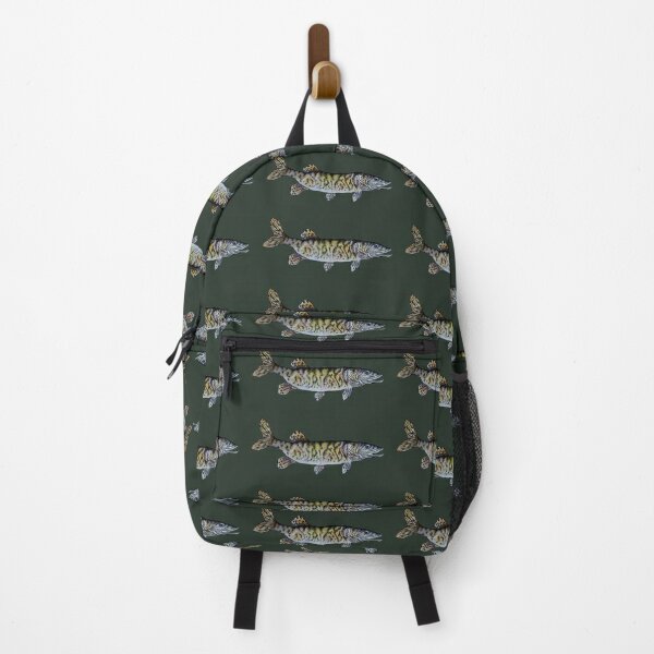 Musky Fish Drawing Dark Green Backpack for Sale by Michelebuttons