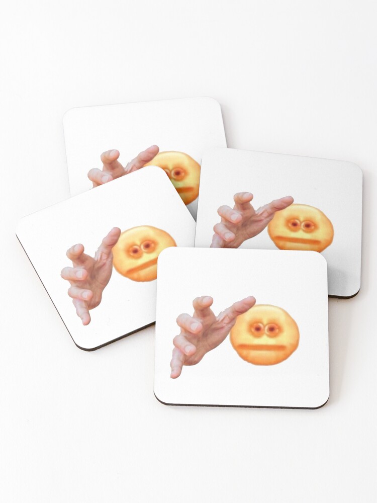 Hands Grabbing Meme Screen Reaching Cursed Emoji Coasters Set Of 4 By Awbult Redbubble