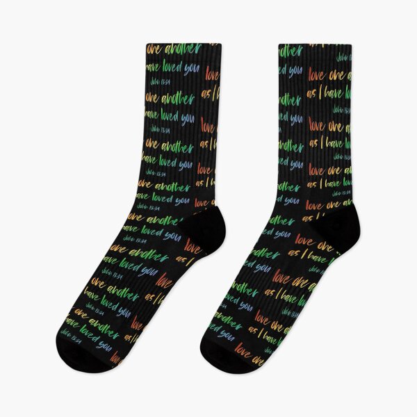 Item preview, "Love one another as I have loved you" in rainbow letters - Christian Bible Verse designed and sold by Ofeefee.