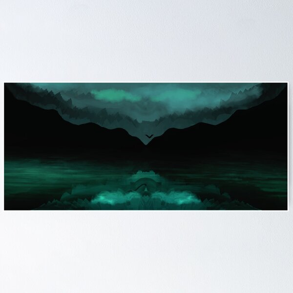 Item preview, Dark mountainous lake eerie - long landscape designed and sold by CommonSpring.