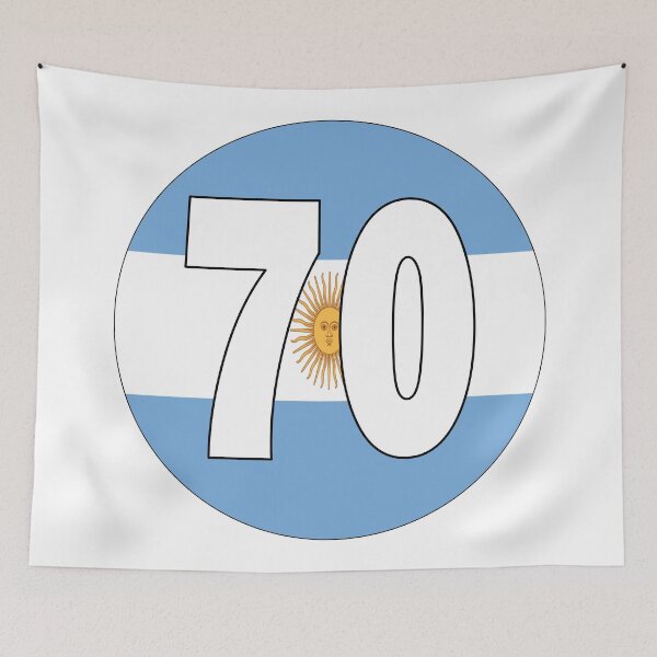 Item preview, Number 70 with Argentina flag on the background designed and sold by AllShirts21.