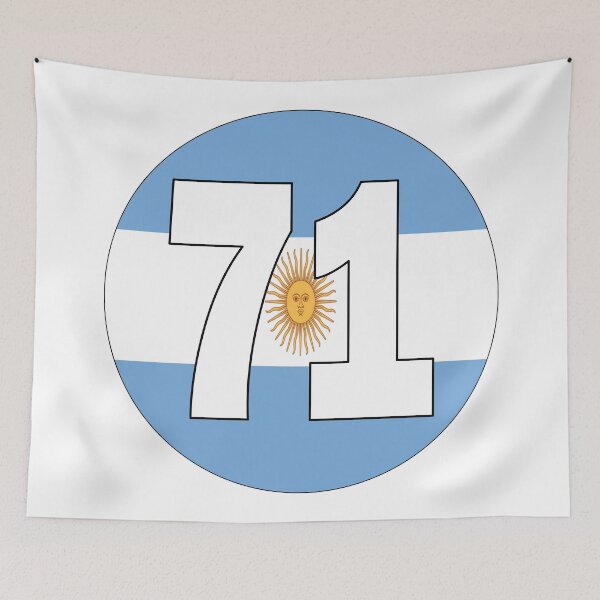 Item preview, Number 71 with Argentina flag on the background designed and sold by AllShirts21.