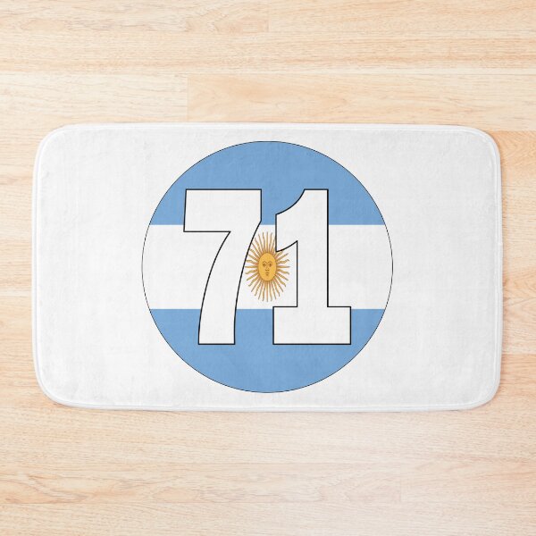 Item preview, Number 71 with Argentina flag on the background designed and sold by AllShirts21.