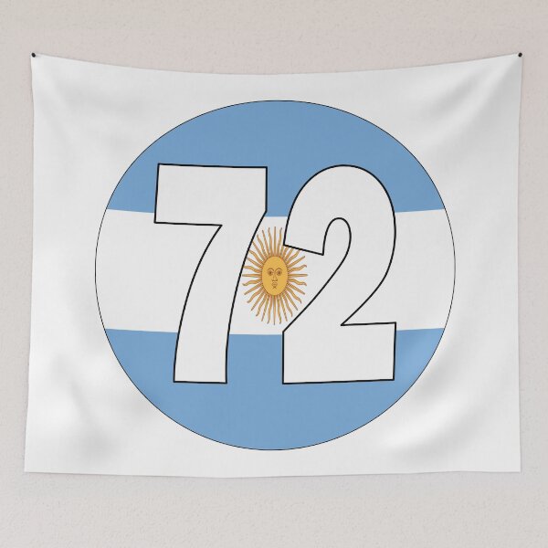 Item preview, Number 72 with Argentina flag on the background designed and sold by AllShirts21.