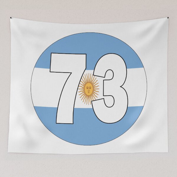Item preview, Number 73 with Argentina flag on the background designed and sold by AllShirts21.
