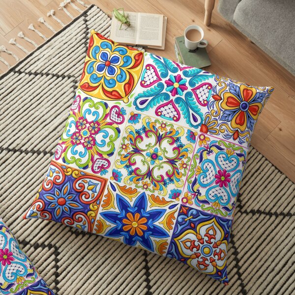 Iberian Mosaic Multicolor Floor Pillow