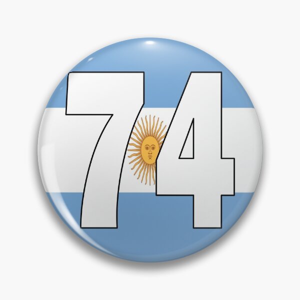 Item preview, Number 74 with Argentina flag on the background designed and sold by AllShirts21.