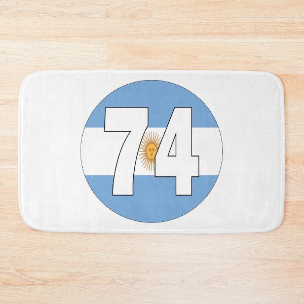 Item preview, Number 74 with Argentina flag on the background designed and sold by AllShirts21.