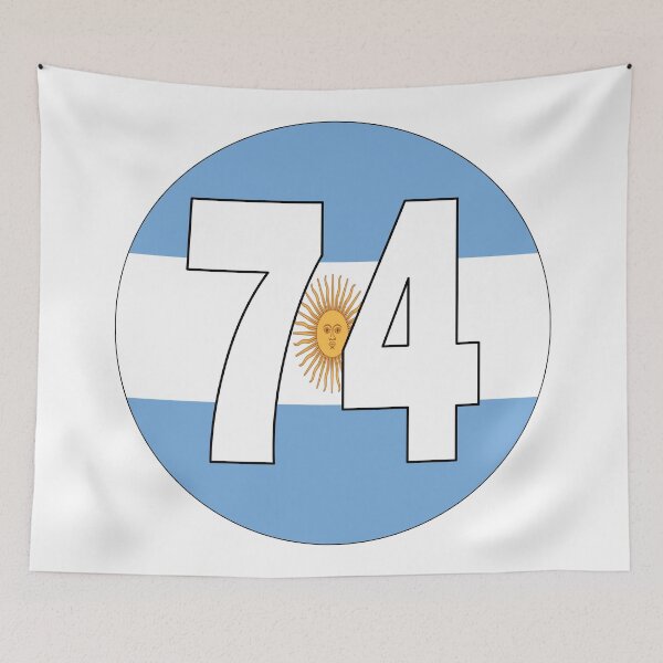 Item preview, Number 74 with Argentina flag on the background designed and sold by AllShirts21.