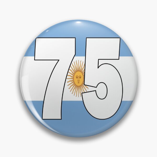 Item preview, Number 75 with Argentina flag on the background designed and sold by AllShirts21.
