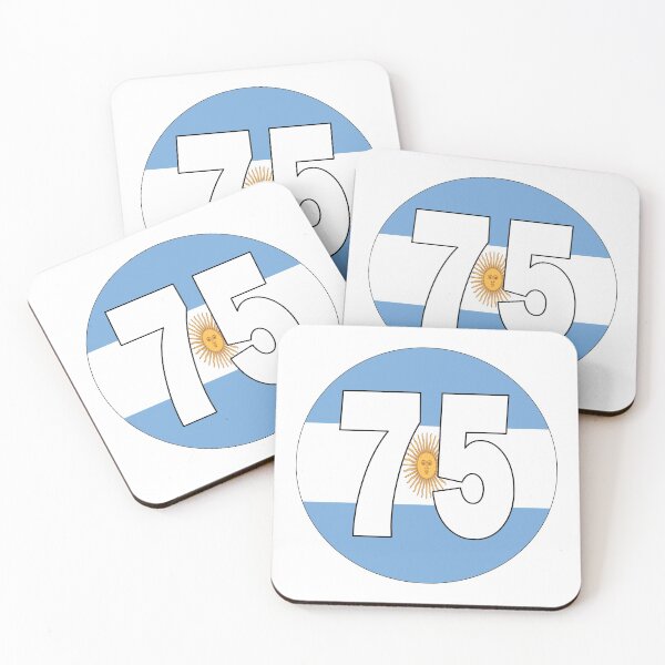 Item preview, Number 75 with Argentina flag on the background designed and sold by AllShirts21.