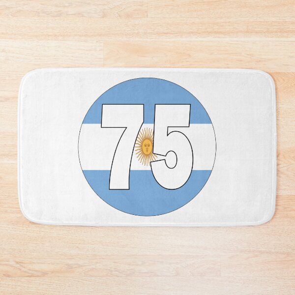 Item preview, Number 75 with Argentina flag on the background designed and sold by AllShirts21.