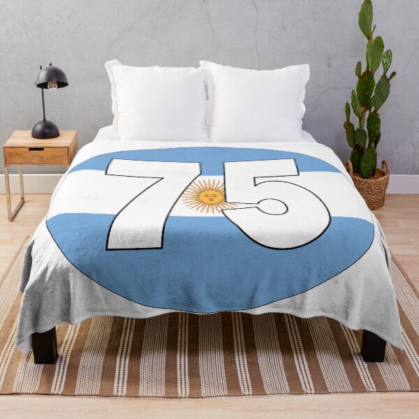 Item preview, Number 75 with Argentina flag on the background designed and sold by AllShirts21.