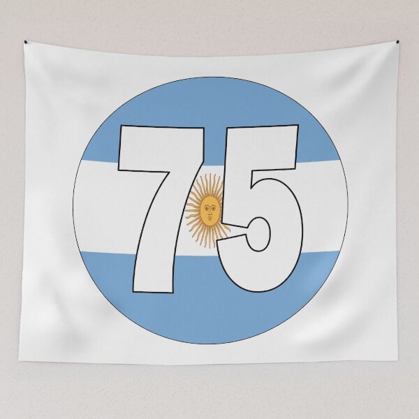 Item preview, Number 75 with Argentina flag on the background designed and sold by AllShirts21.